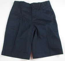 LANDS END Navy School Uniform Plain Front Blended Chino Shorts Boys 18 NEW