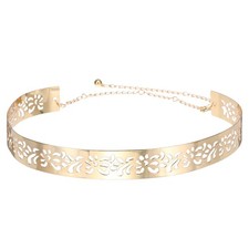 Metal Waist Belts for Women, Waist Chain Link Chain Belt Gold, Hollow 