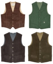 PIONIER RINALDO Weste Jagd Forst Trachten Weste Velveton Echt Leder Herren S-4XL