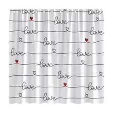Valentine's Day Shower Curtain Red Love Heart Sweet Lovers Romantic Couple