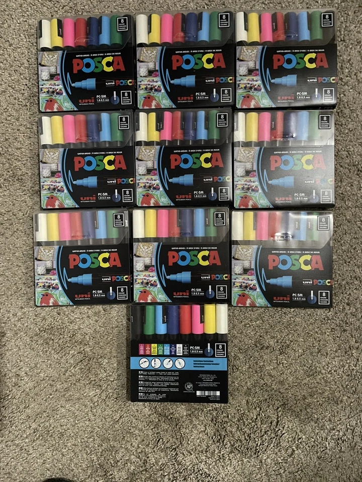 Marcadores de pintura POSCA, puntas de marcador de punto medio, PC-5M, 8 unidades NUEVO LOTE de 10 paquetes Foto 3 de 3