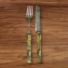Antique Kozuka Gorham Sterling Mixed Metal Fruit Knife Dessert Fork Deer  19th C