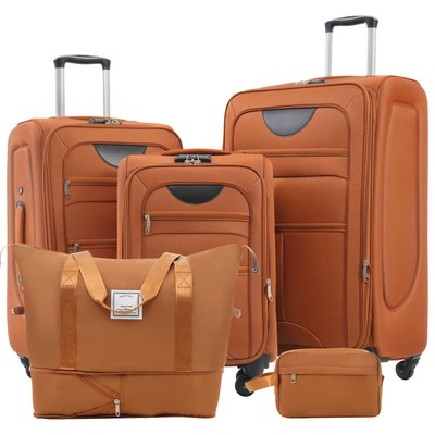 Softside Luggage Expandable 3 Piece Set Suitcase with Duffel Bag Upright Spinner