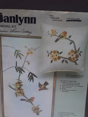 Janlynn Crewel pillow kit 01-3,bird, flowers by Luan Callery open read 