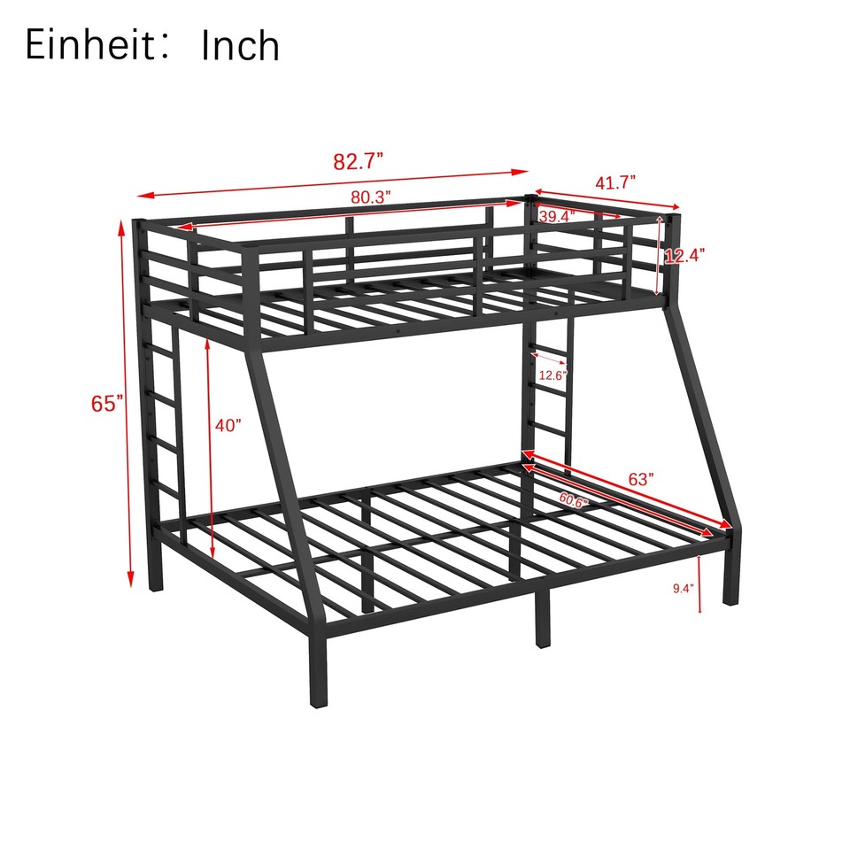 Twin XL Over Queen Metal Bunk Beds for Adults,Heavy Duty Adult Bunk