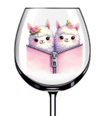 12x Sheep In Zip Valentine's Day Colourful Wine Glass Vinyl