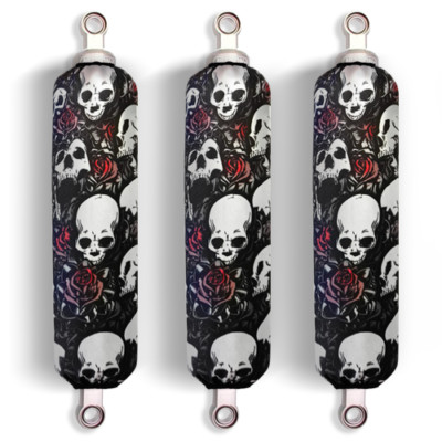 Black Skull Shock Covers POLARIS Predator 500 Phoenix 200 Racing ATV Set 3 NEW