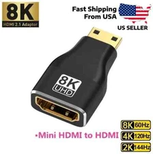 Mini HDMI to HDMI Adapter 8K 60Hz 4K 120Hz Male to Female Converter