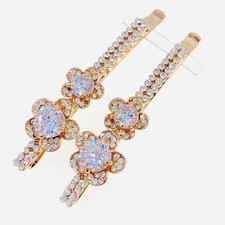 USA Flower Bobby Pin Hair Clip use Swarovski Crystal Hairpin Wedding Gold 6