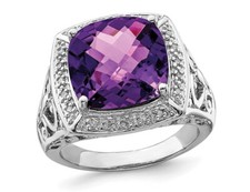 5.45 Carat ctw Amethyst Ring in Sterling Silver