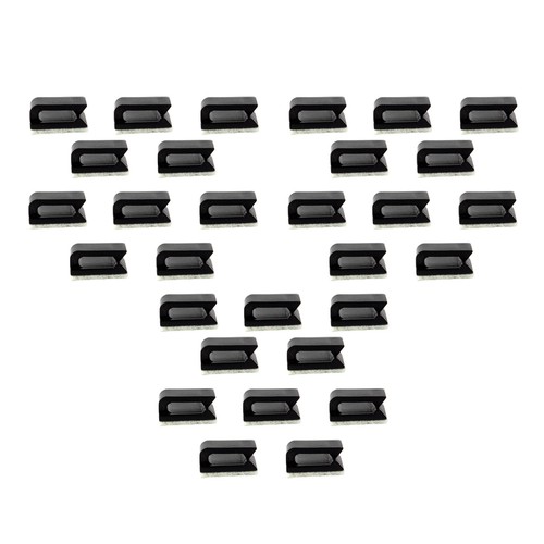30 pièces clip filaire noir cravate de voiture support de câble rectangle pince auto-adhésive J - Photo 4/13