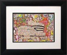 James Rizzi "Let's All Gather at the Guggenheim " Custom Framed Pop Art