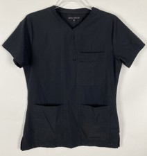 Heal Wear Scrub Top Women's S Dark Grey Solid Pockets Medical Nursing