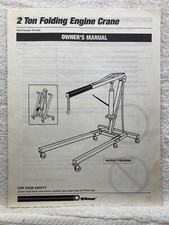 1995 Wilmar Folding Engine Crane Hoist W41029Owners Manual Guide Vtg