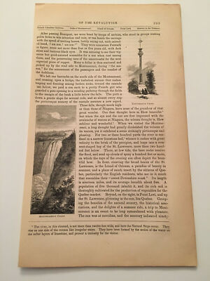 K41) Montmorency Falls Quebec Canada American Revolution 1860 Engraving ...