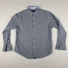 UNTUCKit Dress Shirt Mens XL Dark Blue Gingham Check 100 Cotton Button Up