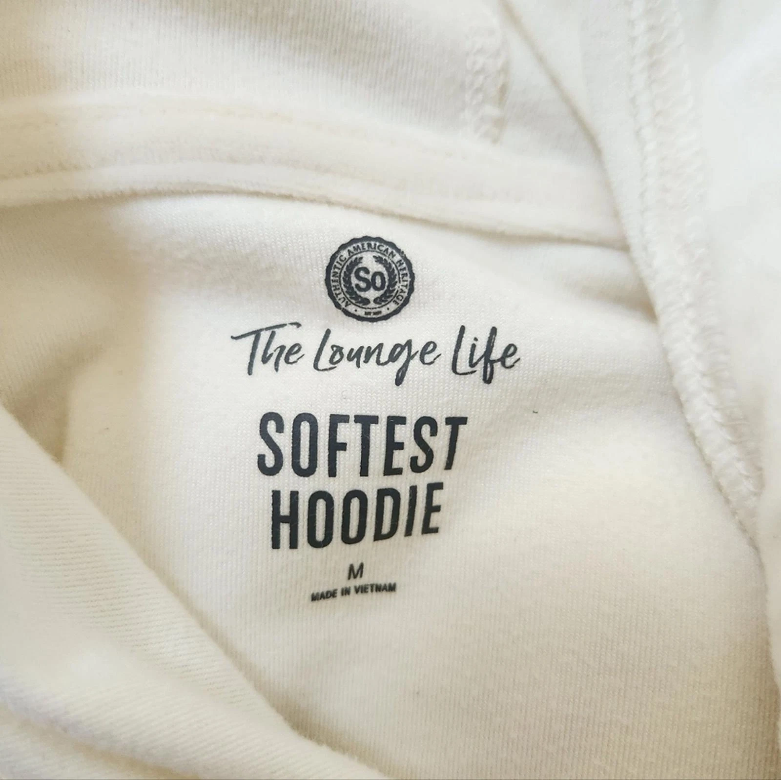 OFF WHITE Felpa con cappuccio Junior's Cozy Lounge super morbida velluto ritagliato Y2K crema M