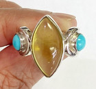 HSN Jay King Sterling Silver Green Amber and Turquoise Ring Size 6 — photo 5