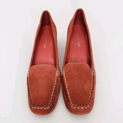 Coldwater Creek Women's Suede Leather Venetian Wedge Slip On Loafers Size 9 Rust
