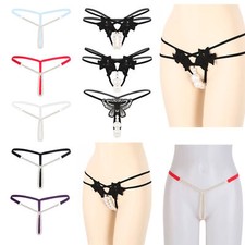 UK Womens Lace Panties Thongs G-Strings Sexy Beaded Stretchy Tangas Knickers