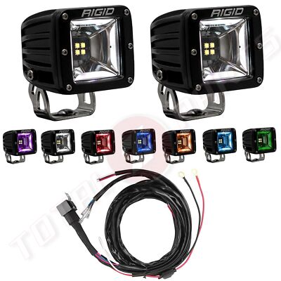Rigid  3'' Radiance+ Scene RGBW 8-Color Backlight LED Fog Lights Pair w/ Harness