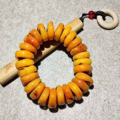 Old beeswax original stone abacus bead men's bracelet Stackable