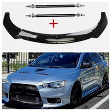 For Mitsubishi Lancer Evo Black Front Bumper Spoiler Splitter Lipstrut Rods Us