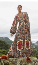 FARM RIO FLOWER TAPESTRY MAXI DRESS XS