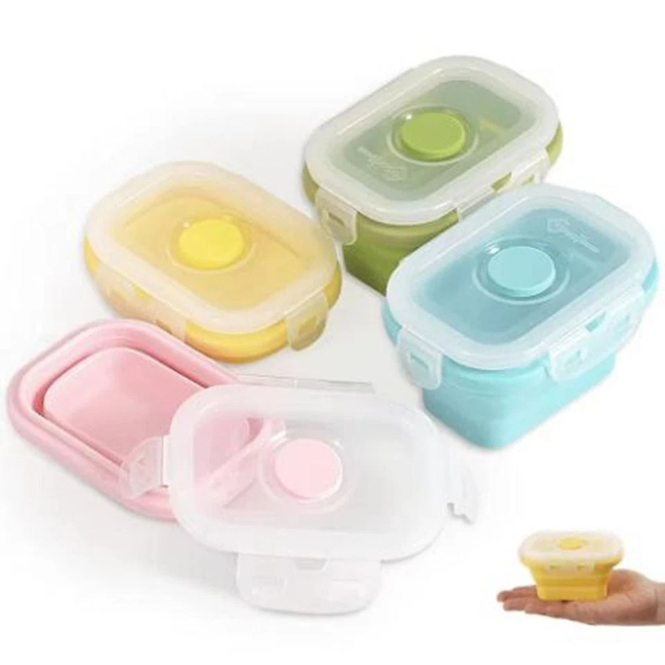 4pcs Mini Silicone Food Storage Container Kids Snack Container Collapsible Box - Image 3 of 4
