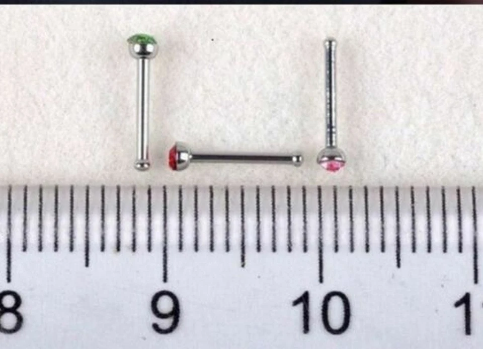 60 Multicolor Crystal Rhinestone Nose Studs Body Rings Bars Stainless Steel - Image 4 of 4