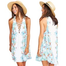 NEW Show Me Your Mumu Daryn Palm Party Lace Up Mini Dress Women Size S