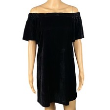 Ann Taylor- LOFT black velvet dress with off-the-shoulder neckline. Small. EUC