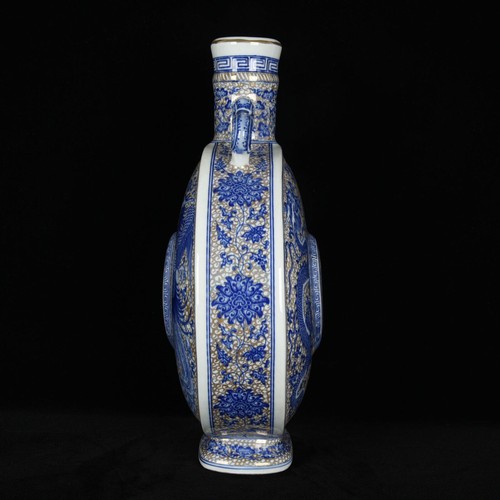 13.4"Antique qing dynasty Porcelain qianlong mark Blue white Dragon phoenix vase - Picture 5 of 9