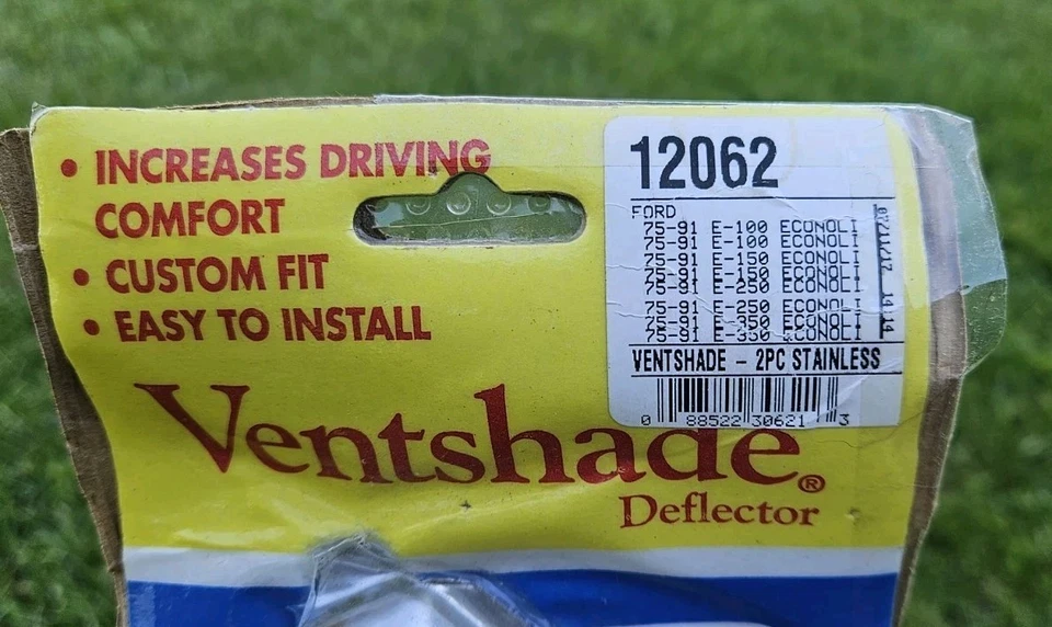 NOS 1975-1991 Ford Econoline Ventshade Stainless Rain Vent Visors 2pc E-100 E150 - Image 2 of 4