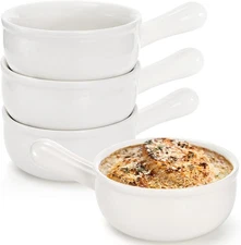 TOPZEA Set of 4 French Onion 8.5"(L) x5.3"(Opening Mouth)x 2.5"(H), White 