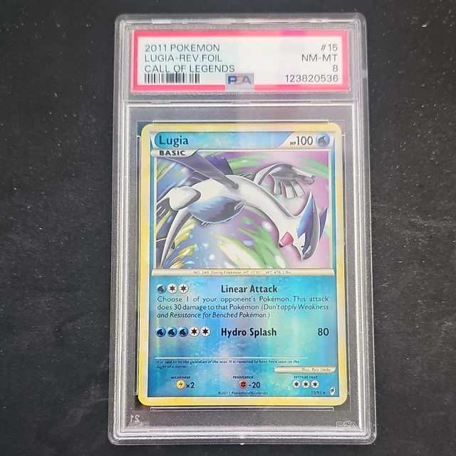 2011 POKEMON CALL OF LEGENDS #15 LUGIA-REVERSE FOIL PSA 8