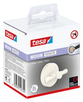 Tesa Bademantelhaken Selbstklebend & Ohne Bohren Weiß Matt - Moon White Serie