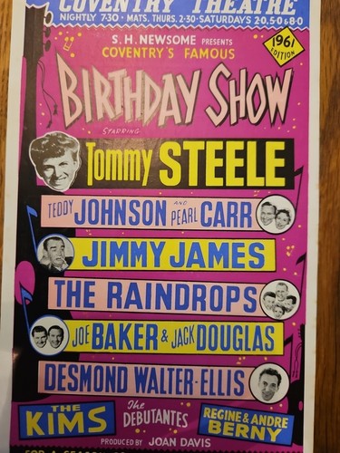 1961 Coventry Theatre Booking Form Tommy Steele - Imagen 3 de 7
