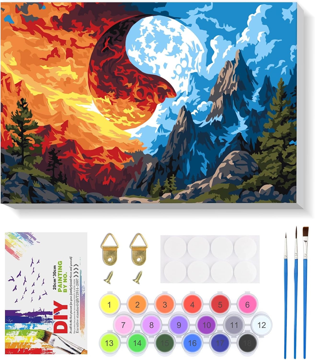 NAIMOER Yin Yang Paint by Numbers with Frame for Adults Kids, DIY Landscape Pai