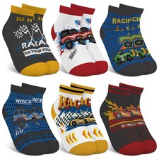 hometrixx 6 Pairs Kids Boys Ankle Socks Low Cut Cartoon 8-11 Years, Car