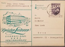 AUSTRIA 30gr Postcard ADVERT Colour POSTAL STATIONERY Bruder Lechner 1951