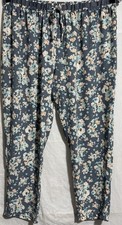 George Grey Mix Silky Shiny Floral Elasticated Waist Trousers Size 18 Leg 29