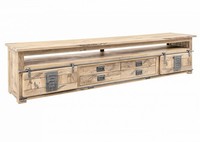 Ausgefallenes Industrial Tv-Board Holz Mango Massiv Lowboard Hell Massivholz