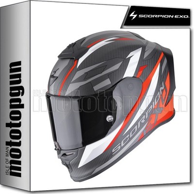SCORPION FULL FACE HELMET EXO-R1 EVO CARBON AIR RUNNER MATTE BLACK RED S