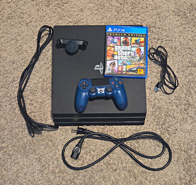 Sony PlayStation 4 Pro Console Black w/ Blue DualShock 4 Controller GTA V