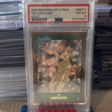 Bowman 2007 Draft Picks Tim Lincecum #BDP11 Gold Rookie PSA 8 Giants