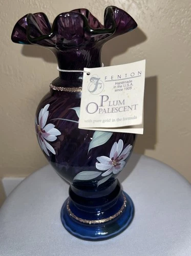Fenton Opalescent Plum Colored Vase