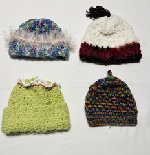 Multicolor Assorted Lot of 4 Crochet Knitted Beanies Hat Cap Baby Toddler OS