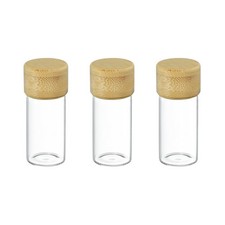 uxcell 3Pcs Mini Glass Bottles with Lids, 10ml Small 10 ml, Natural Wood
