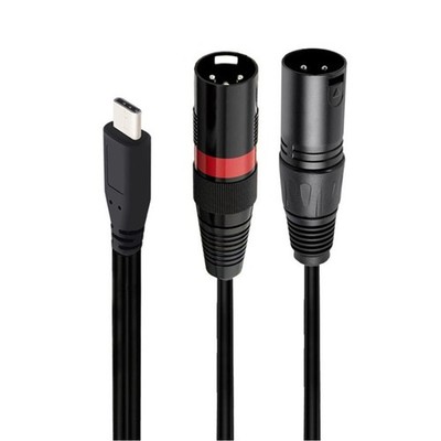 USB Type C to 2 XLR Male Output Stereo Adapter Amplifier Speaker Converter Cable